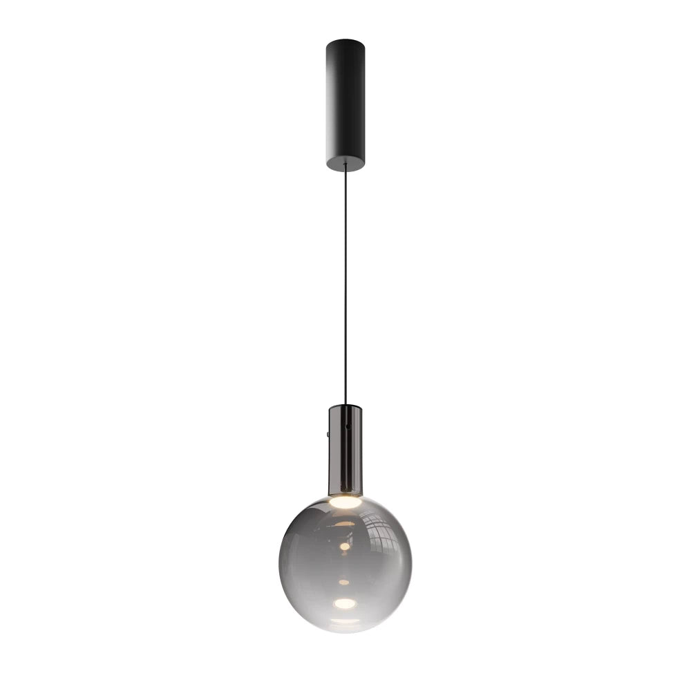 Pendul din Metal Negru si Sticla Fumuriu H350xD20cm Nebula