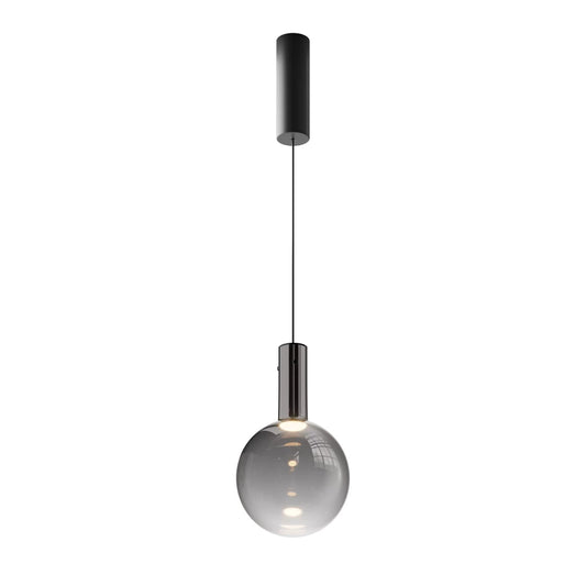 Pendul din Metal Negru si Sticla Fumuriu H350xD20cm Nebula
