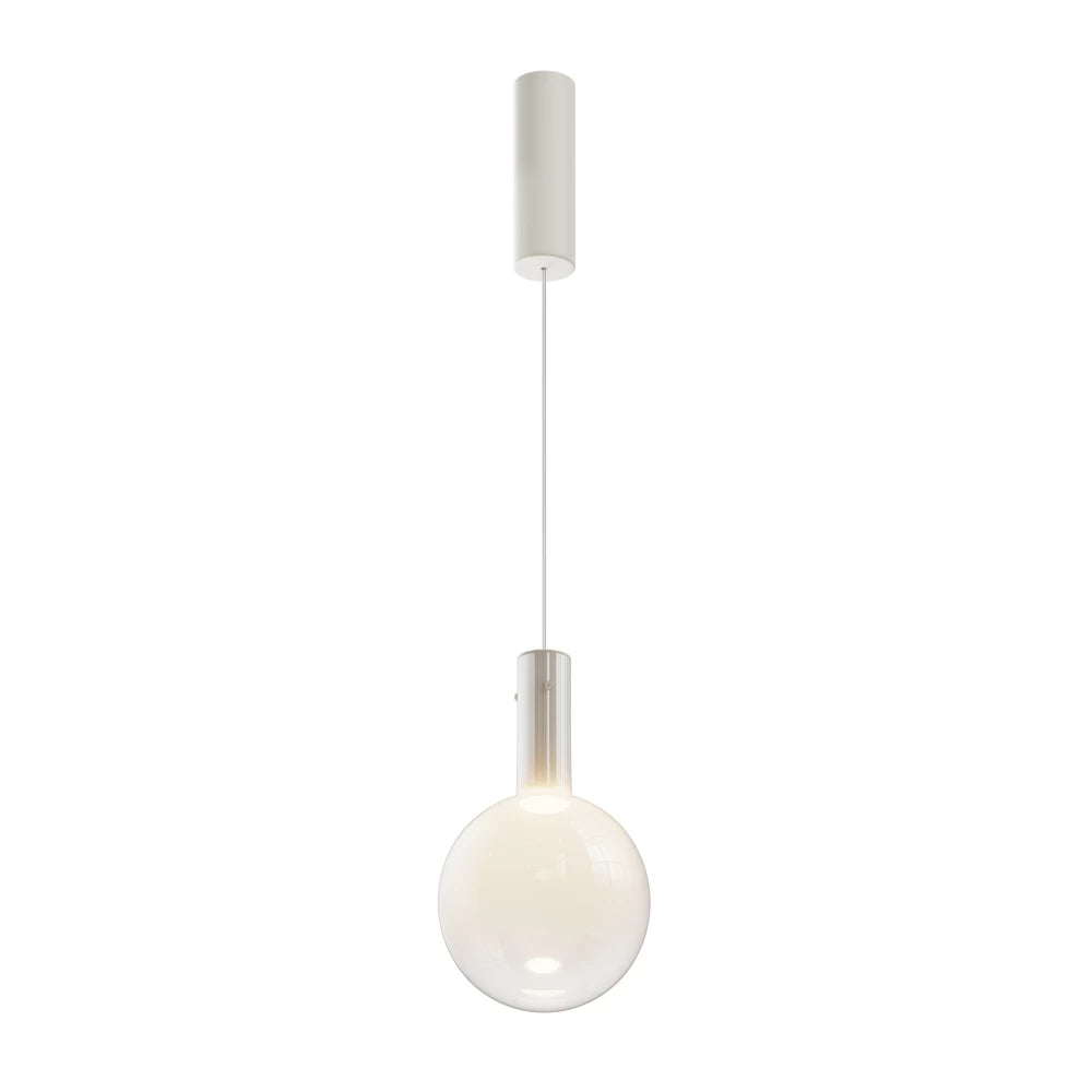 Pendul din Metal Alb si Sticla Alb H350xD20cm Nebula
