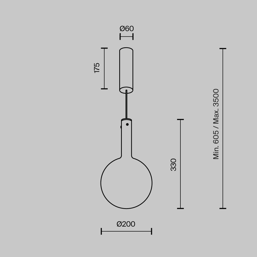 Pendul din Metal Alb si Sticla Alb H350xD20cm Nebula