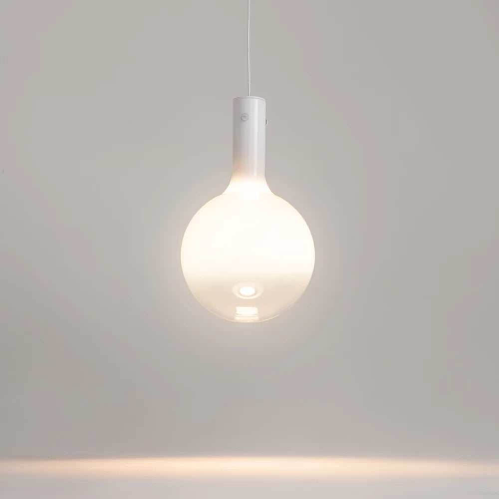 Pendul din Metal Alb si Sticla Alb H350xD20cm Nebula