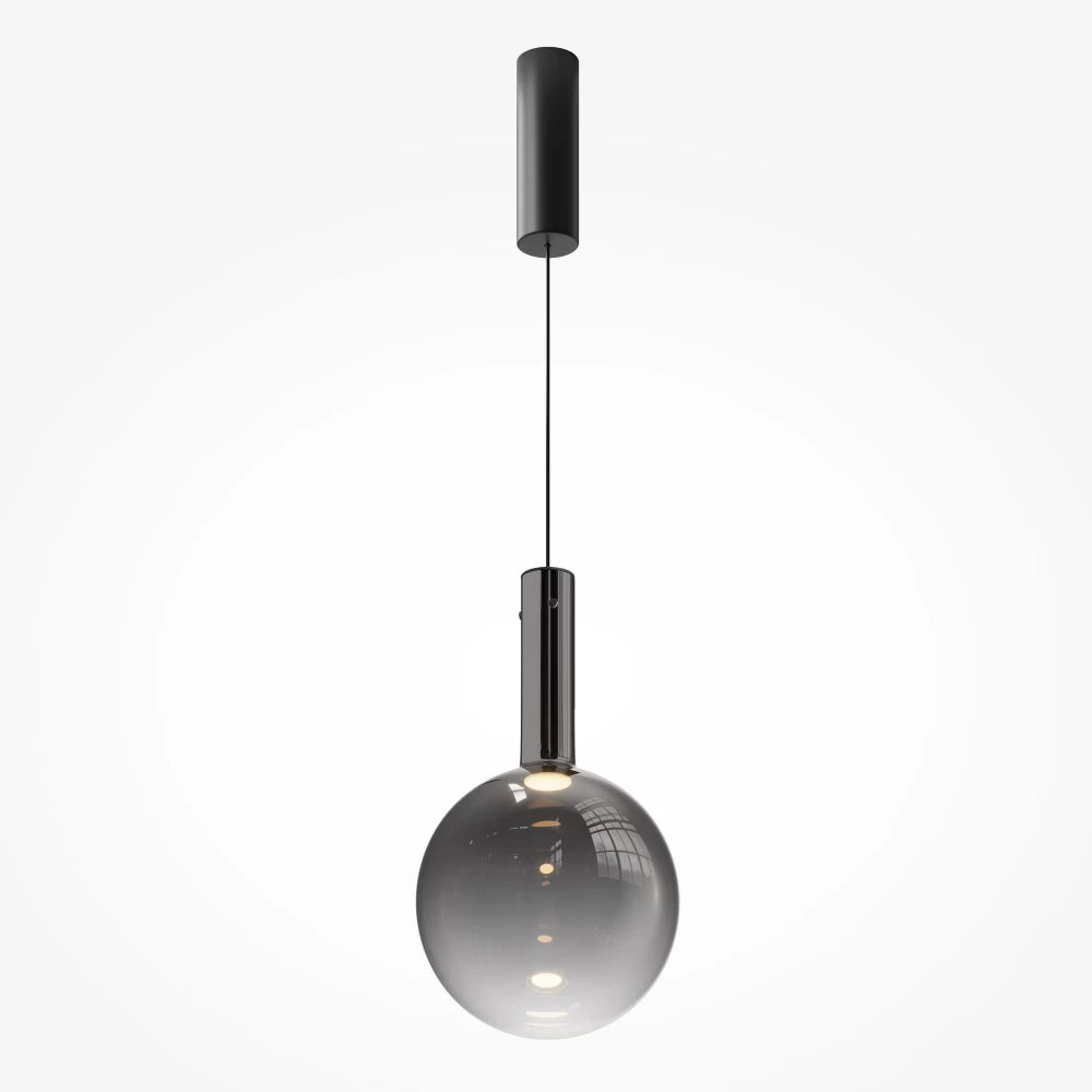 Pendul din Metal Negru si Sticla Fumuriu H360xD25cm Nebula
