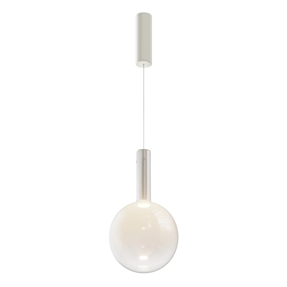 Pendul din Metal Alb si Sticla Alb H360xD25cm Nebula