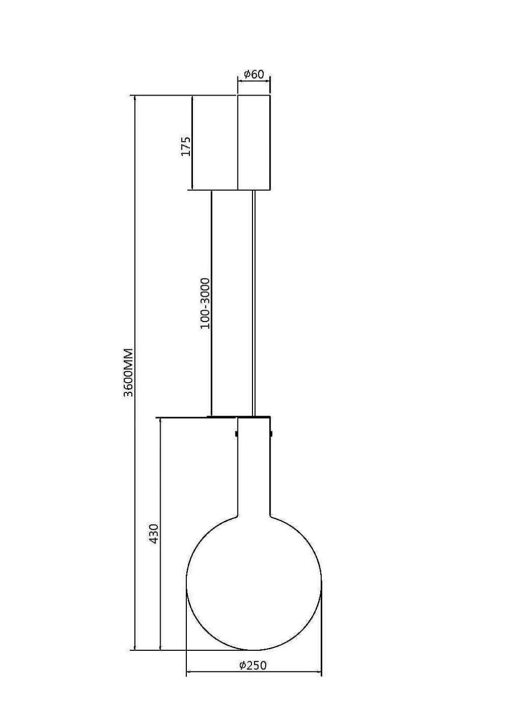 Pendul din Metal Alb si Sticla Alb H360xD25cm Nebula