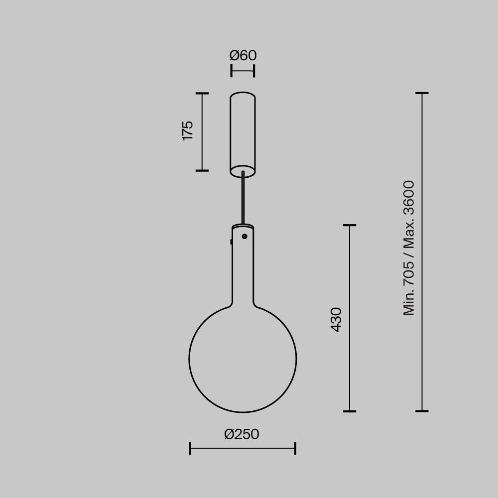 Pendul din Metal Alb si Sticla Alb H360xD25cm Nebula
