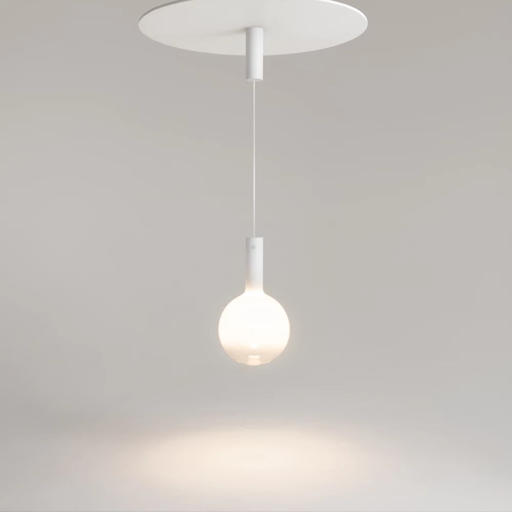 Pendul din Metal Alb si Sticla Alb H360xD25cm Nebula