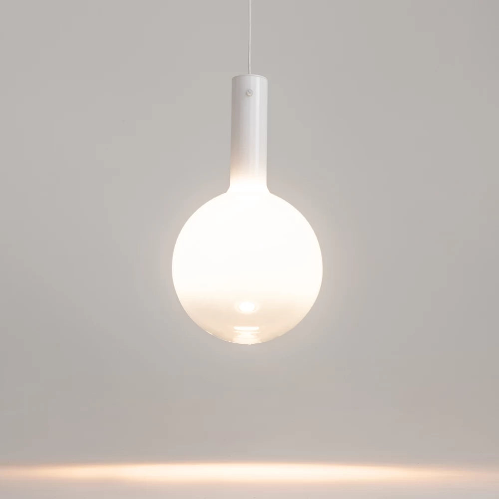 Pendul din Metal Alb si Sticla Alb H360xD25cm Nebula