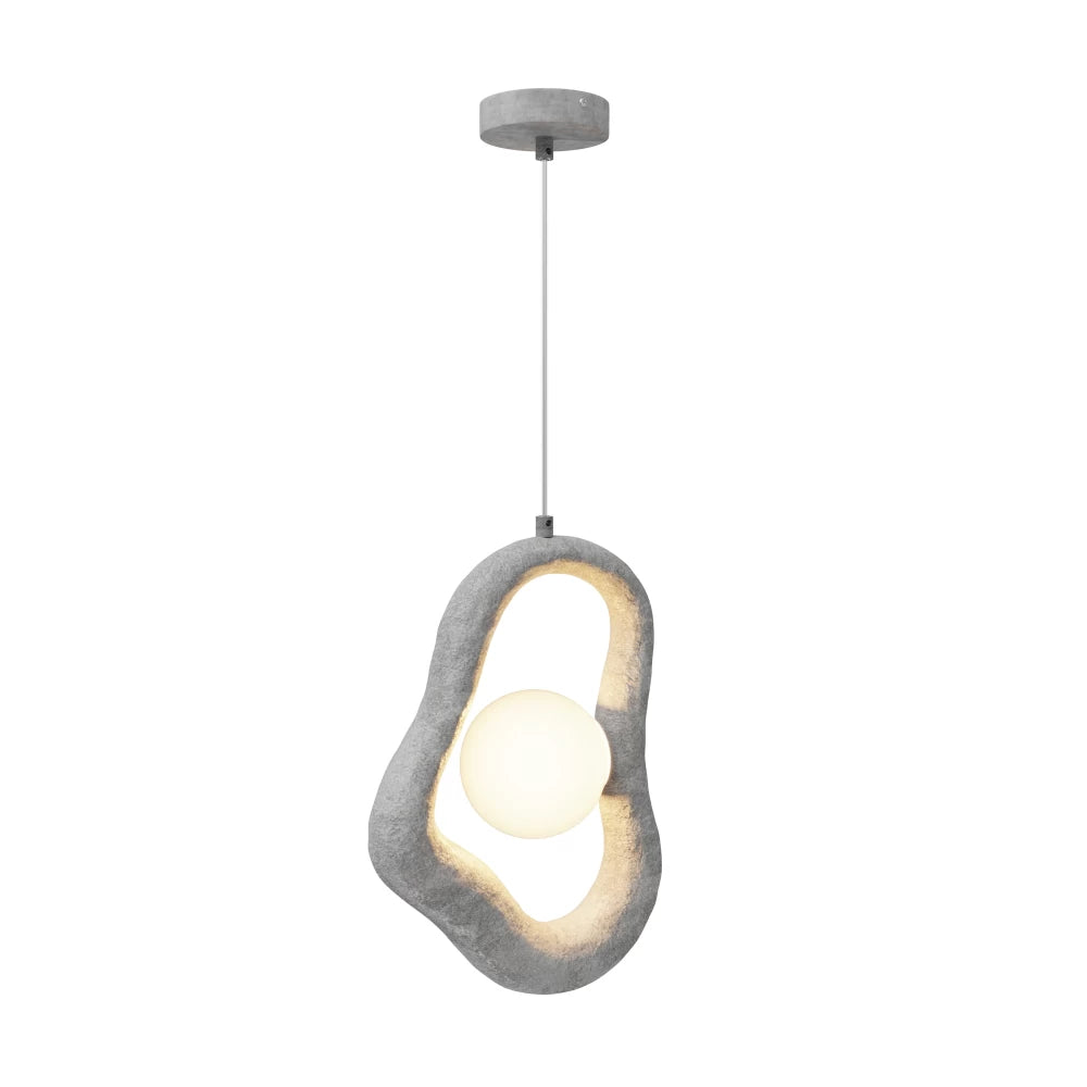 Pendul din Metal Gri si Sticla Alb H340.5xL12cm Opus