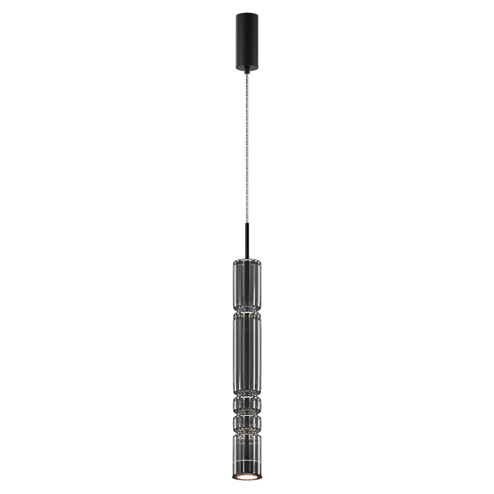 Pendul din Metal Negru si Sticla Fumuriu H384xD8cm Ordo