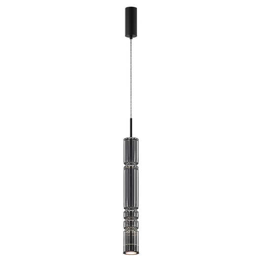 Pendul din Metal Negru si Sticla Fumuriu H384xD8cm Ordo