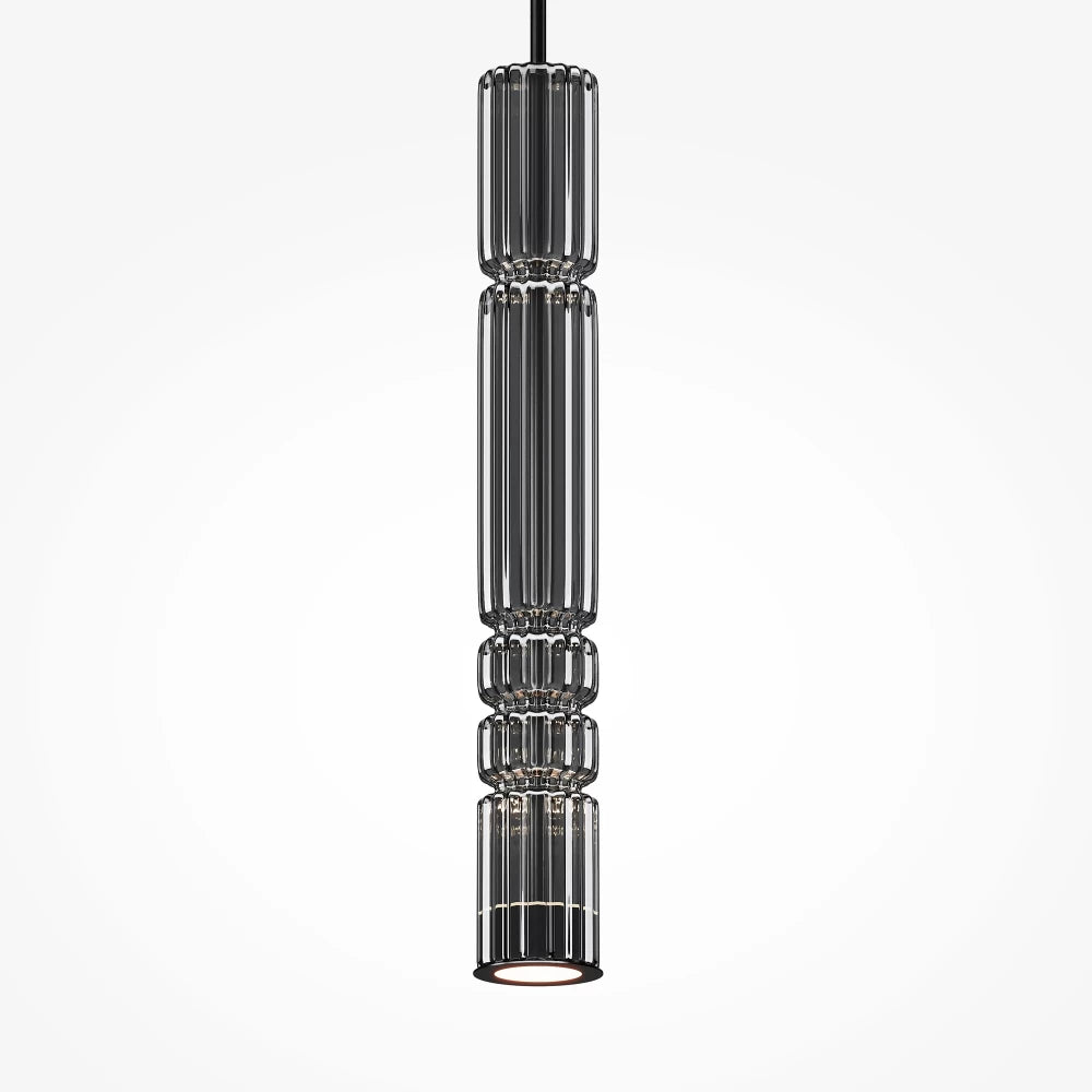 Pendul din Metal Negru si Sticla Fumuriu H384xD8cm Ordo