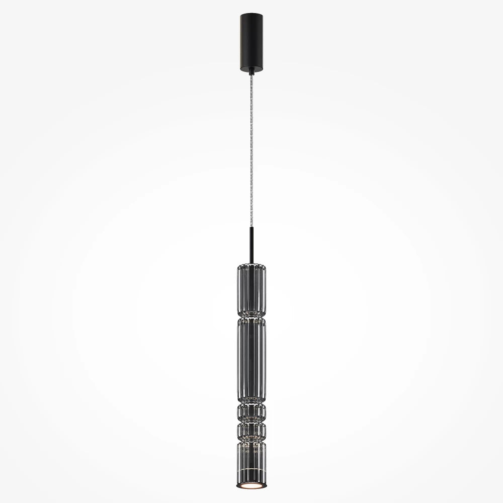 Pendul din Metal Negru si Sticla Fumuriu H384xD8cm Ordo