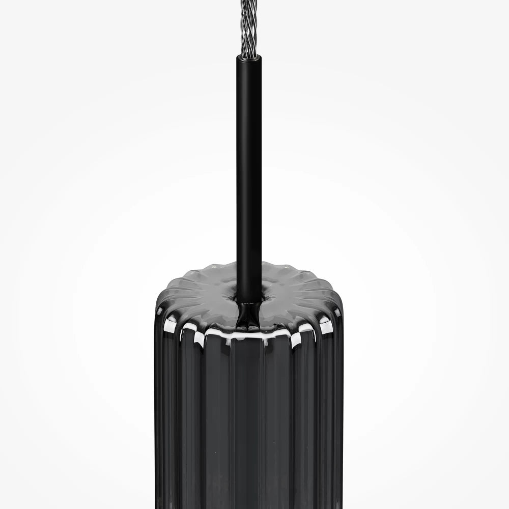 Pendul din Metal Negru si Sticla Fumuriu H384xD8cm Ordo