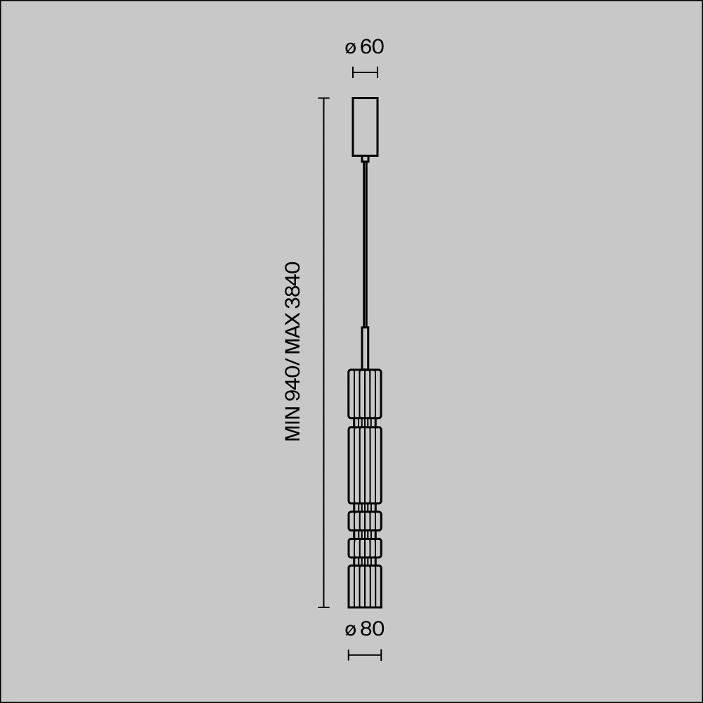 Pendul din Metal Negru si Sticla Fumuriu H384xD8cm Ordo