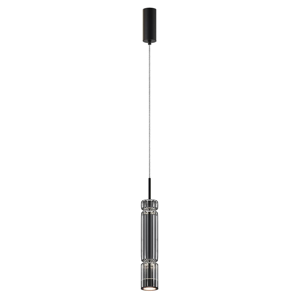 Pendul din Metal Negru si Sticla Fumuriu H365xD8cm Ordo