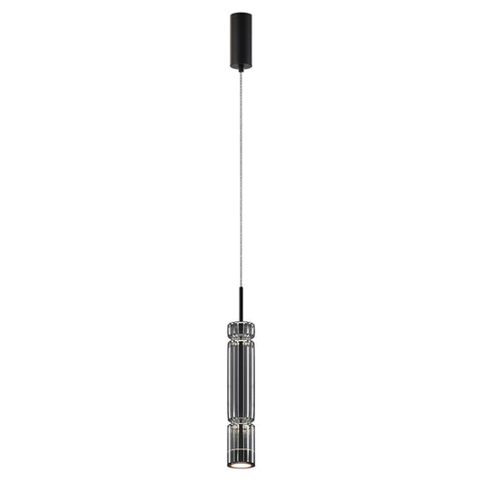 Pendul din Metal Negru si Sticla Fumuriu H365xD8cm Ordo