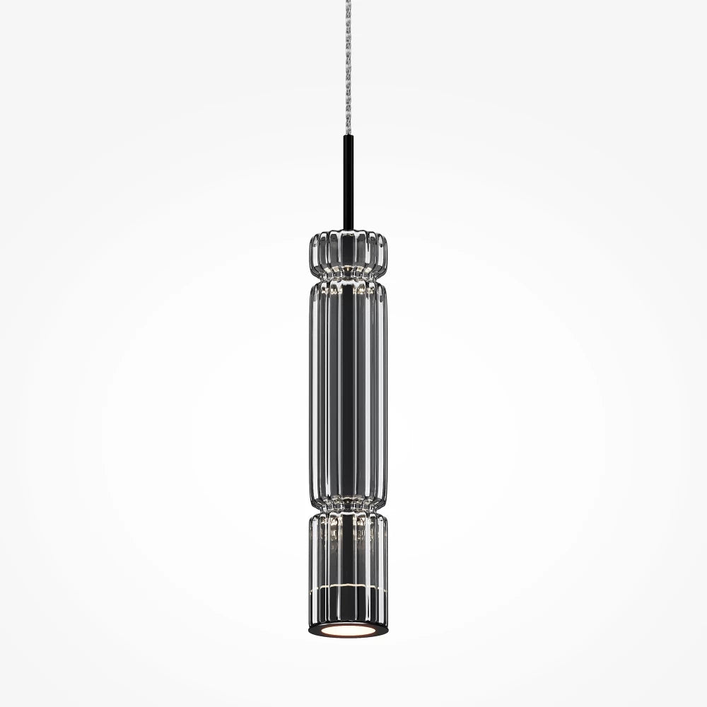 Pendul din Metal Negru si Sticla Fumuriu H365xD8cm Ordo