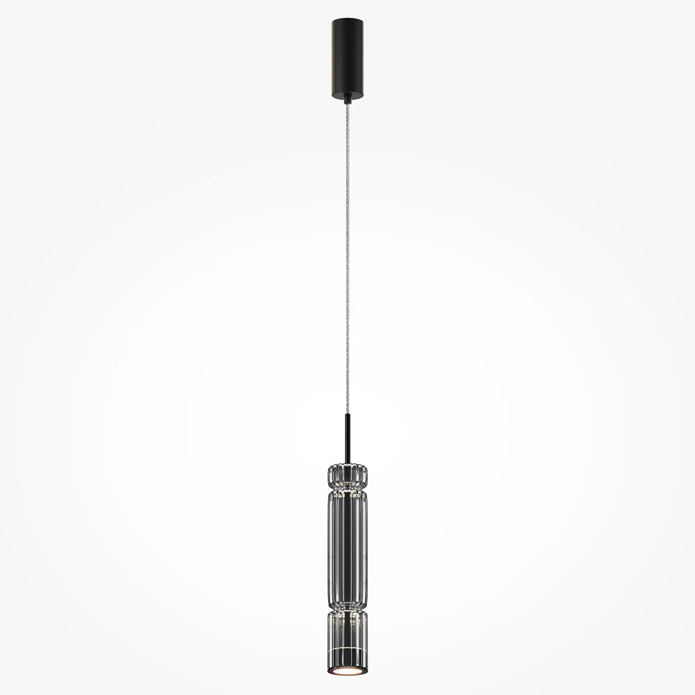 Pendul din Metal Negru si Sticla Fumuriu H365xD8cm Ordo