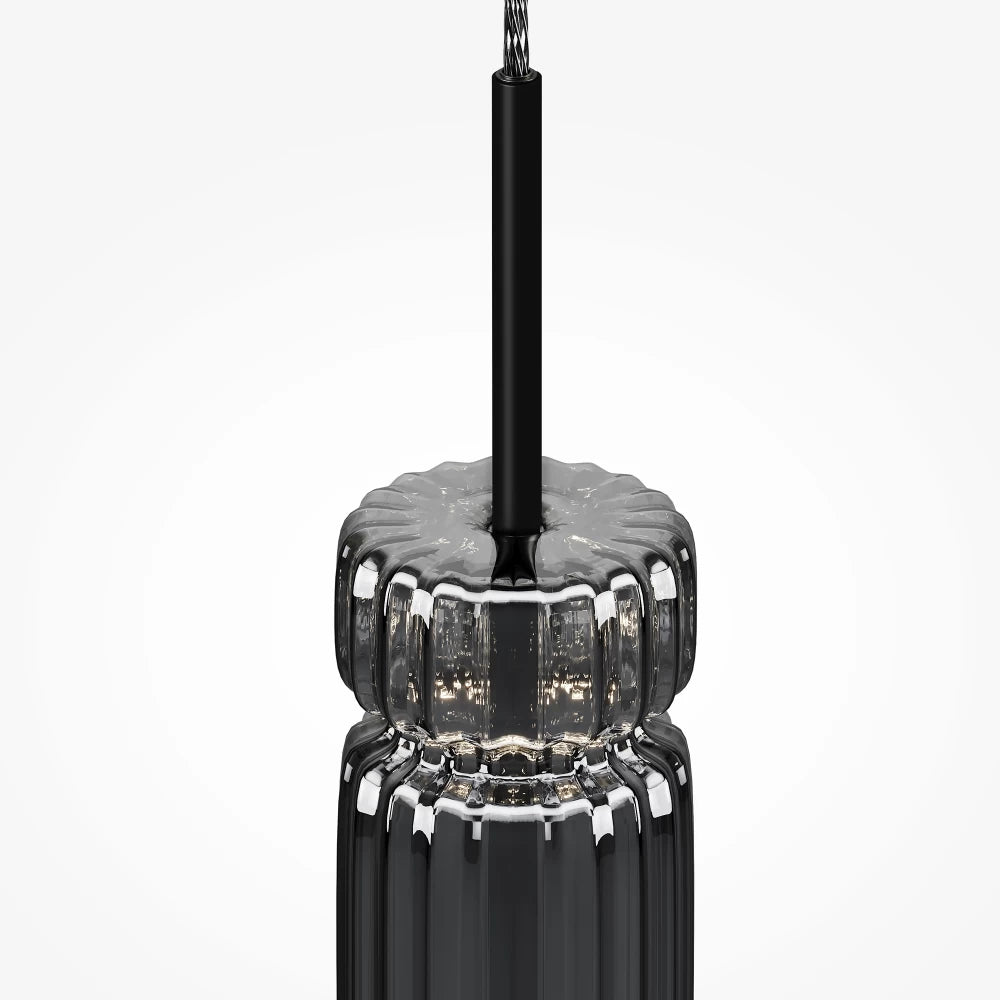 Pendul din Metal Negru si Sticla Fumuriu H365xD8cm Ordo