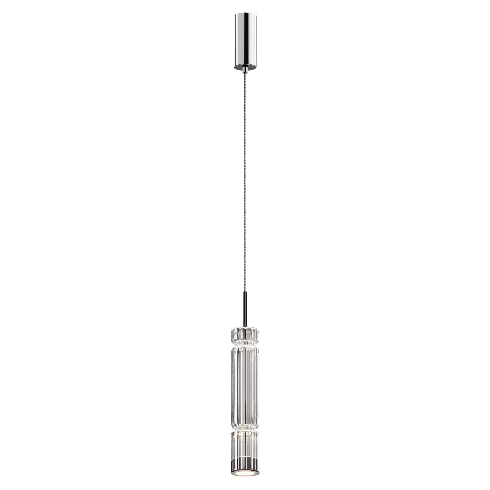 Pendul din Metal Argintiu Chrome si Sticla Transparent H365xD8cm Ordo