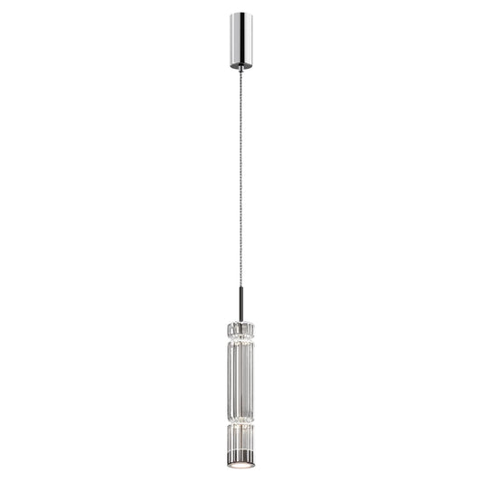 Pendul din Metal Argintiu Chrome si Sticla Transparent H365xD8cm Ordo
