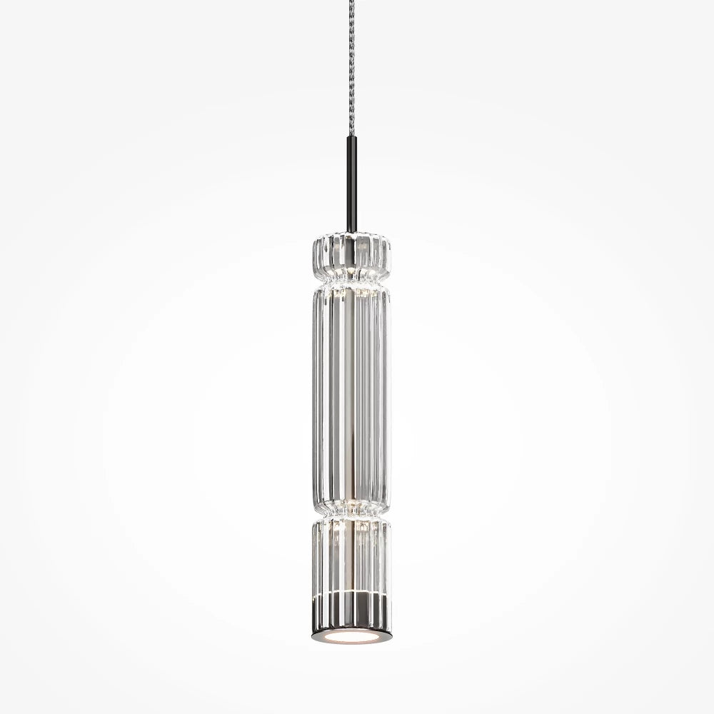 Pendul din Metal Argintiu Chrome si Sticla Transparent H365xD8cm Ordo