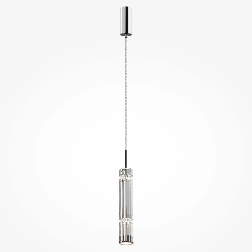 Pendul din Metal Argintiu Chrome si Sticla Transparent H365xD8cm Ordo