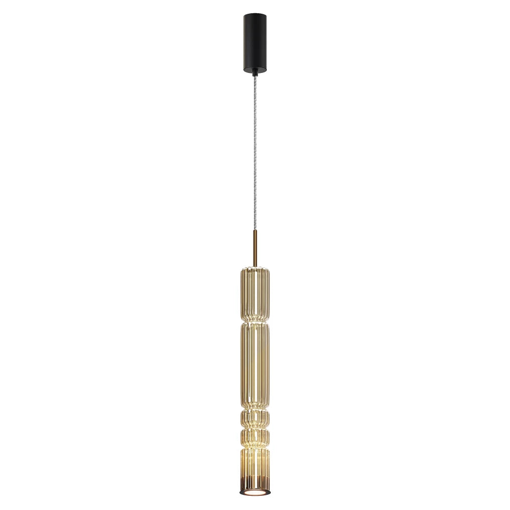 Pendul din Metal Negru si Sticla Auriu Cognac H384xD8cm Ordo
