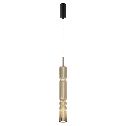 Pendul din Metal Negru si Sticla Auriu Cognac H384xD8cm Ordo
