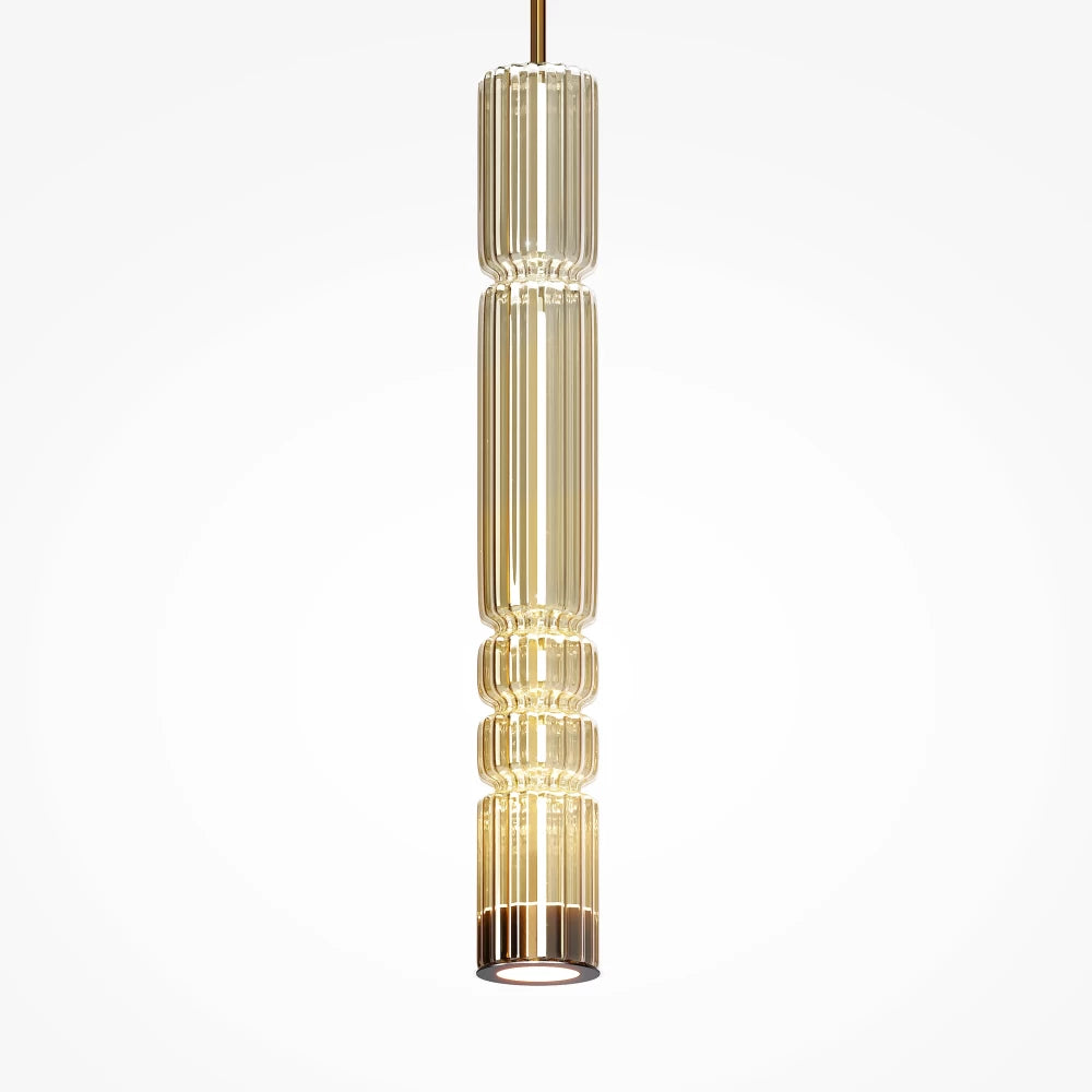 Pendul din Metal Negru si Sticla Auriu Cognac H384xD8cm Ordo