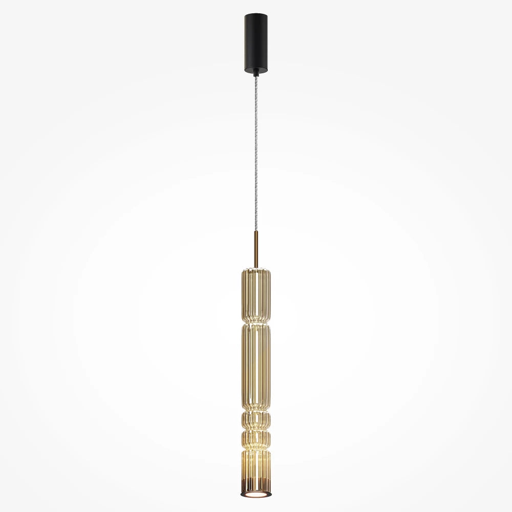 Pendul din Metal Negru si Sticla Auriu Cognac H384xD8cm Ordo