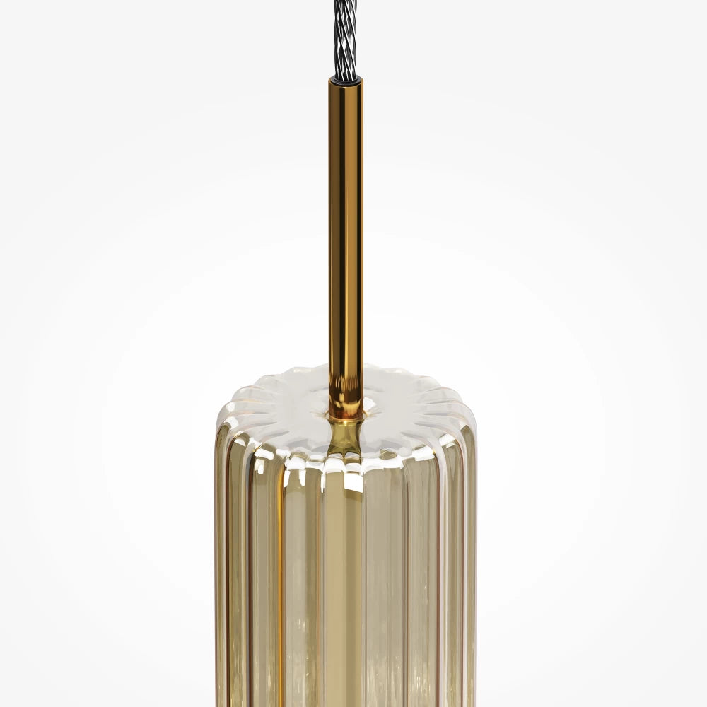 Pendul din Metal Negru si Sticla Auriu Cognac H384xD8cm Ordo