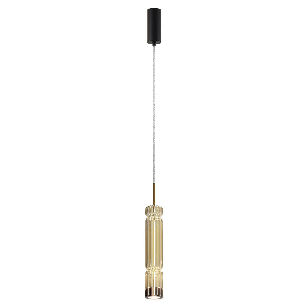 Pendul din Metal Negru si Sticla Auriu Cognac H365xD8cm Ordo