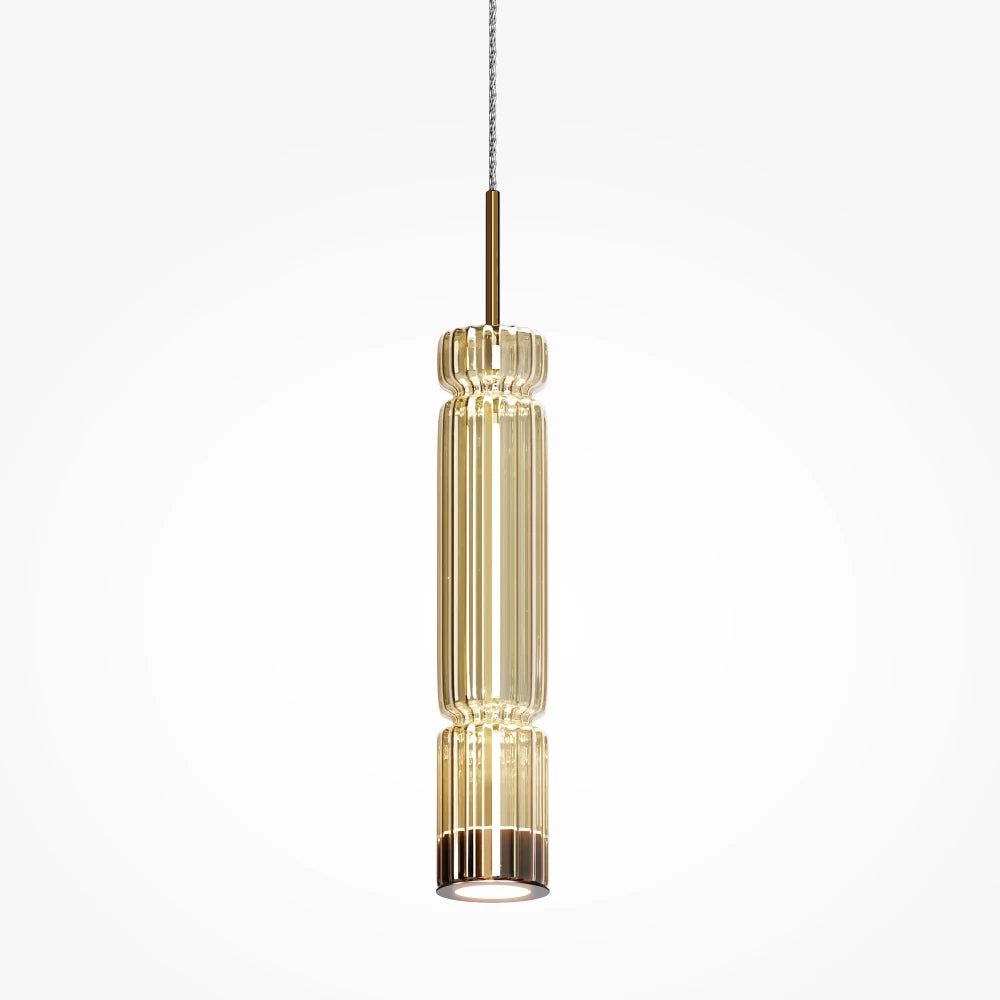 Pendul din Metal Negru si Sticla Auriu Cognac H365xD8cm Ordo