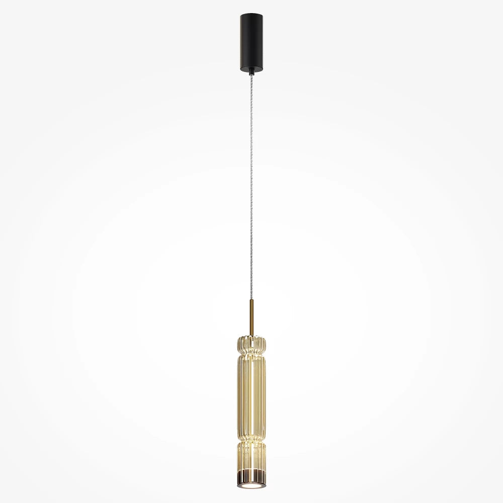 Pendul din Metal Negru si Sticla Auriu Cognac H365xD8cm Ordo