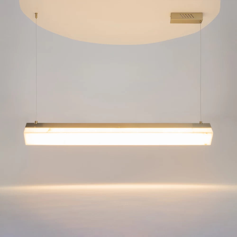 Lustra din Metal Alama si Alabastru Alb H316.2xL100cm Petra