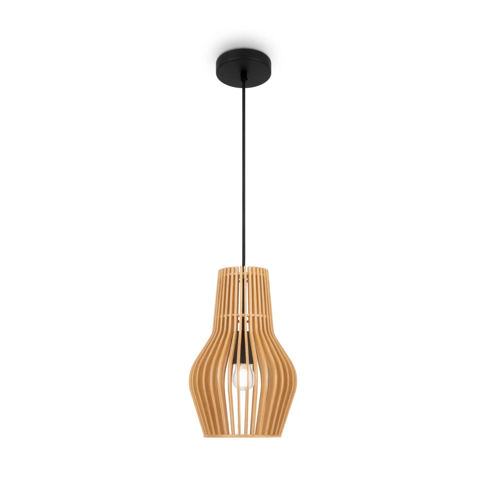 Pendul din Metal Negru si Lemn Bej H333.5xD20cm Roots