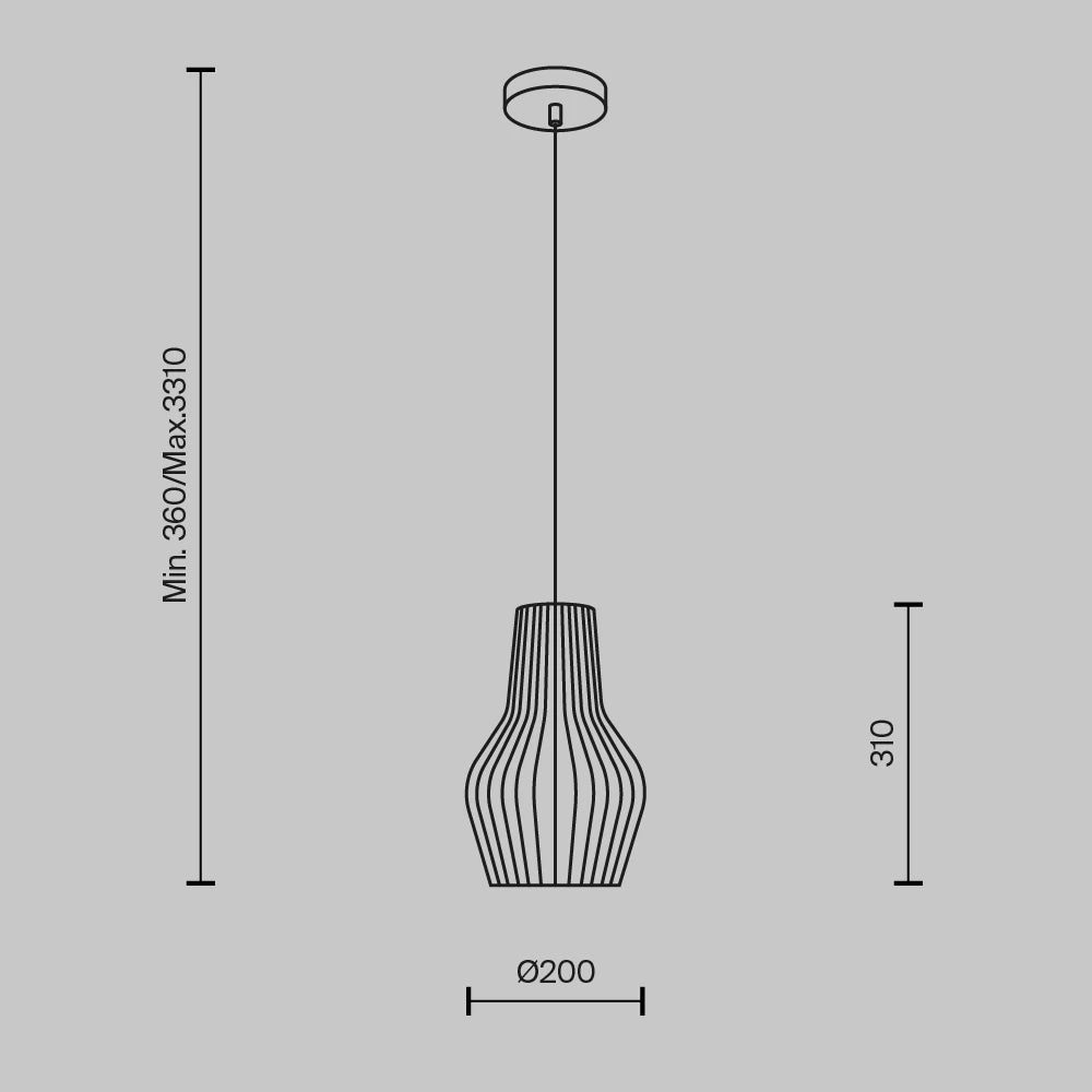 Pendul din Metal Negru si Lemn Bej H333.5xD20cm Roots