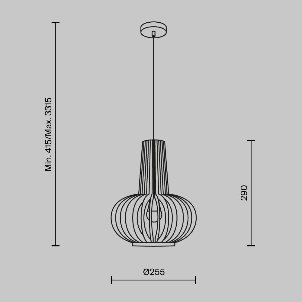 Pendul din Metal Negru si Lemn Bej H331.5xD25.5cm Roots