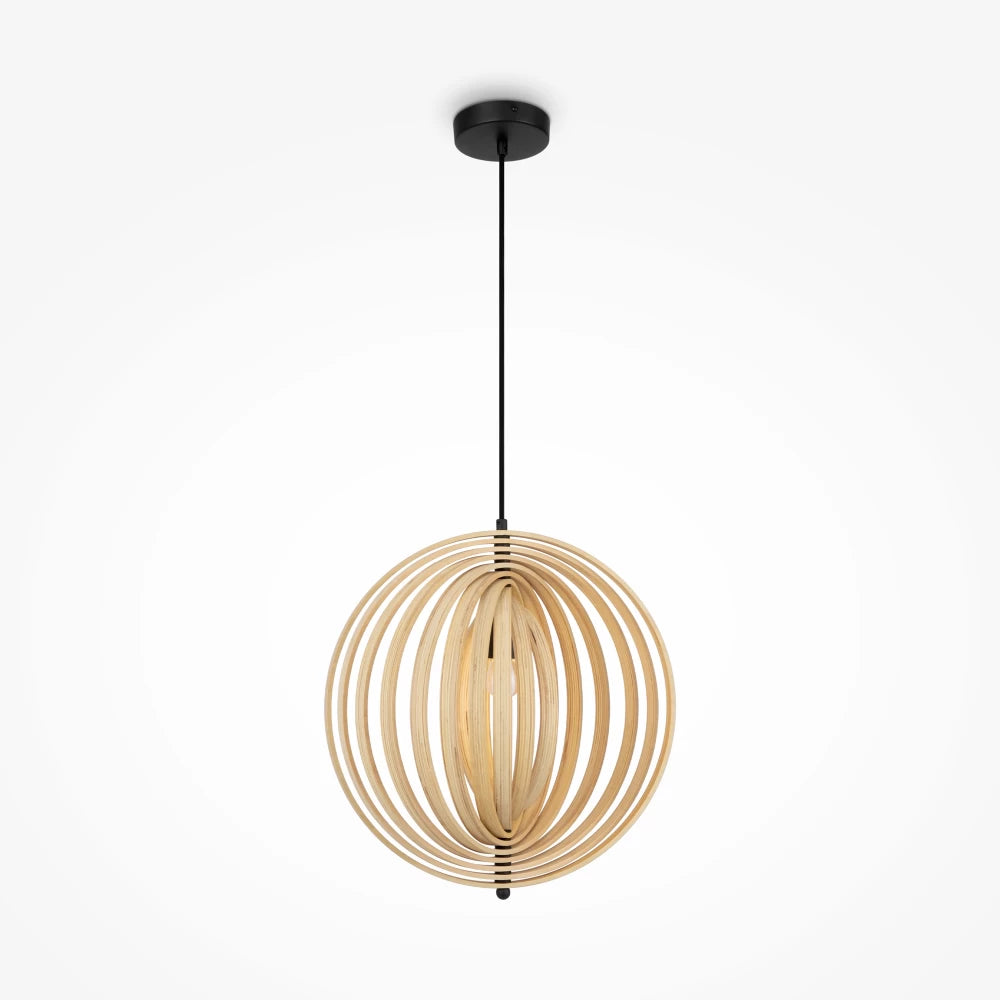 Pendul din Metal Negru si Lemn Bej H345.5xD43cm Roots