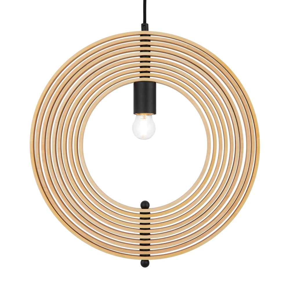 Pendul din Metal Negru si Lemn Bej H345.5xD43cm Roots