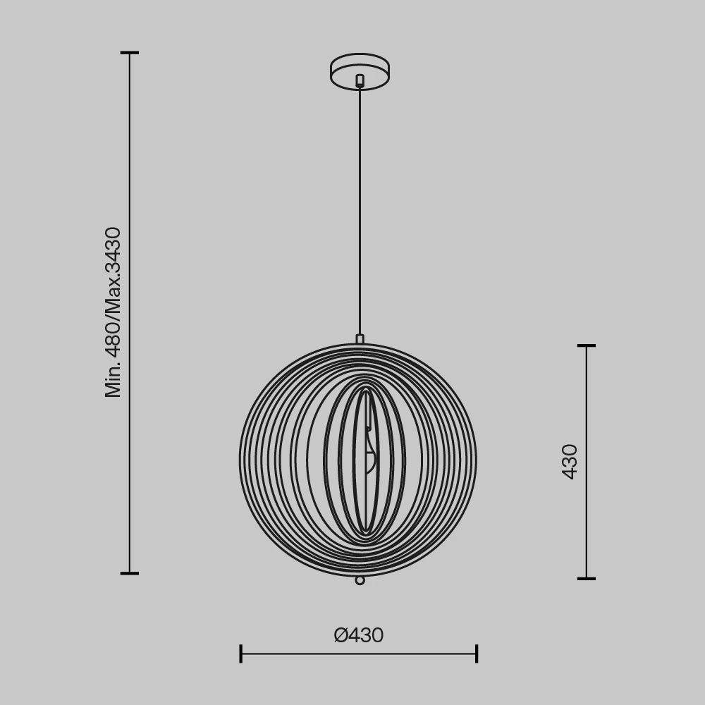 Pendul din Metal Negru si Lemn Bej H345.5xD43cm Roots