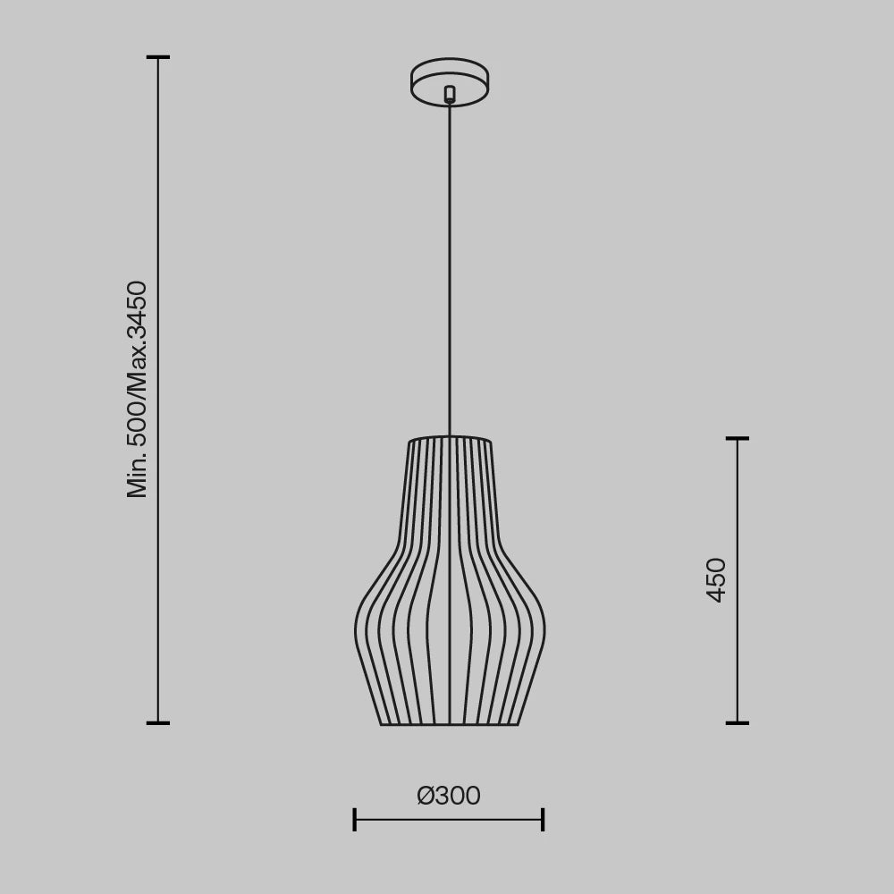 Pendul din Metal Negru si Lemn Bej H347.5xD30cm Roots