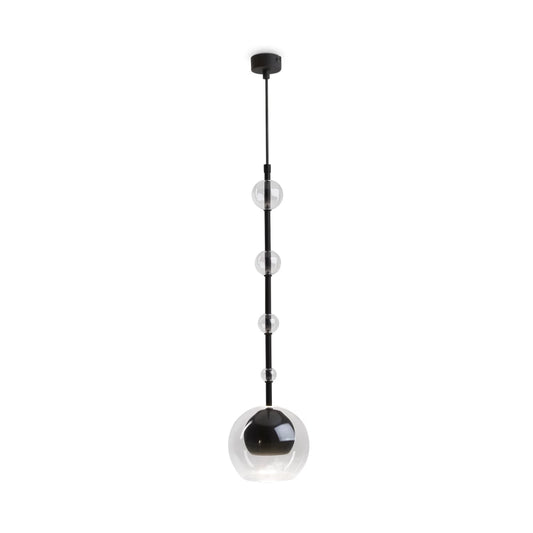 Pendul din Metal Negru si Sticla Transparent H362.5xD16cm Ros