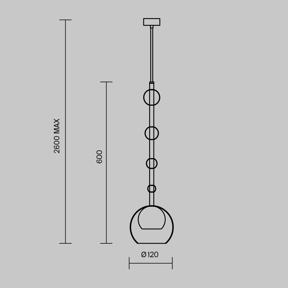 Pendul din Metal Alama si Sticla Transparent H362.5xD16cm Ros