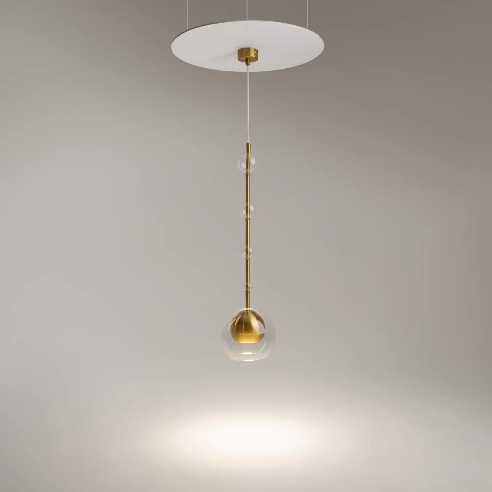 Pendul din Metal Alama si Sticla Transparent H362.5xD16cm Ros