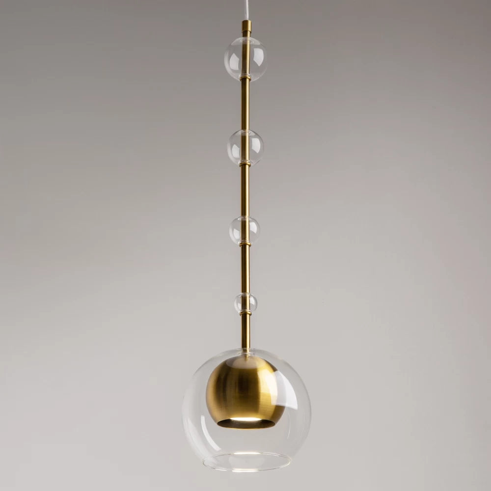 Pendul din Metal Alama si Sticla Transparent H362.5xD16cm Ros