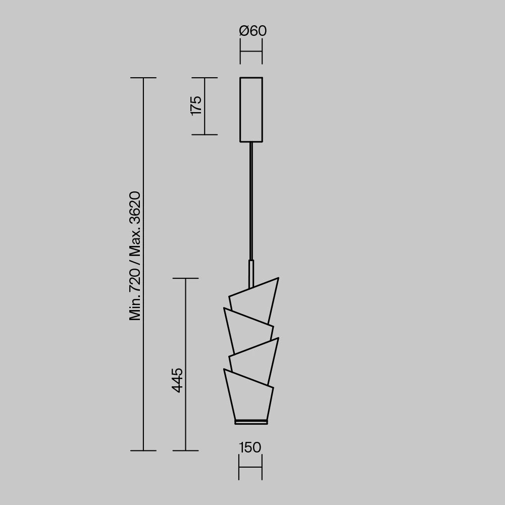 Pendul din Metal Alb si Sticla Alb H362xL13.5cm Seoul
