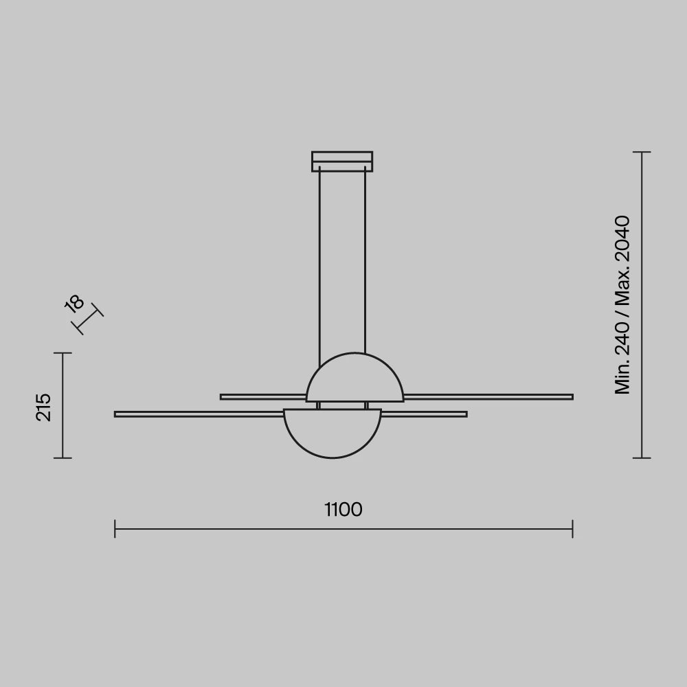 Lustra din Aluminiu Negru/Alama H204xL110cm Skyline