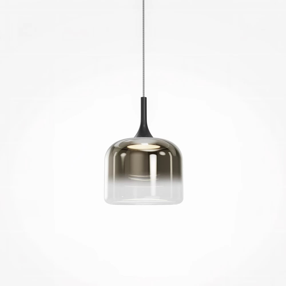 Pendul din Metal Negru si Sticla Fumuriu H339.5xD26cm Spirito